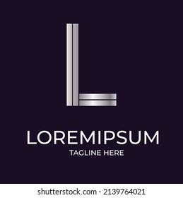 Silver chrome metal L logo monogram