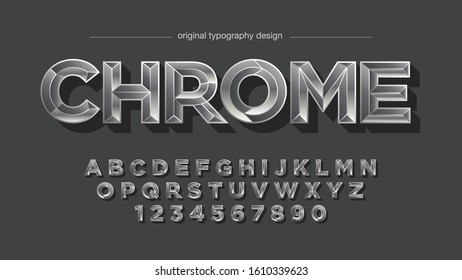 Silver Chrome Metallic Bold Typography Artistic Font