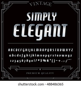 Silver Or Chrome Metallic Font Set. Letters, Numbers And Special Characters In Vector