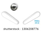 Silver or chrome pinball ball isolated on white background. Spherical 3D sphere with glares and highlights for decoration. Jewellery gemstone. Vector Illustration.