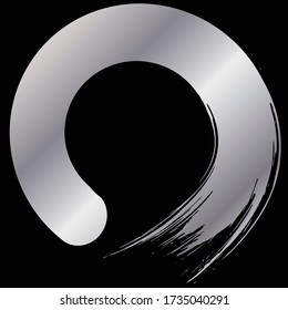 Silver circle drawn with a brush.