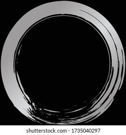 Silver circle drawn with a brush.