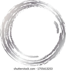 Silver Circle Drawn With A Brush.