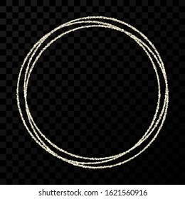 Silver circle frame. Modern shiny frame with light effects isolated on dark transparent background. Vector illustration.