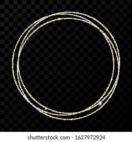 Silver circle frame. Modern shiny frame with light effects isolated on dark transparent background. Vector illustration.
