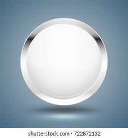 Silver Circle Frame Vector Illustration.