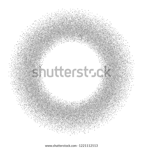 Silver Circle Glitter Frame Gray Confetti Stock Vector Royalty