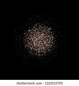 
Silver circle on a black background. Silver glitters particles
