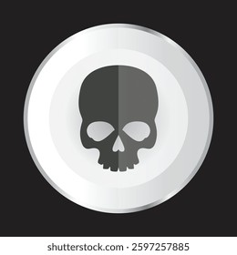 silver circle shield with skull logo