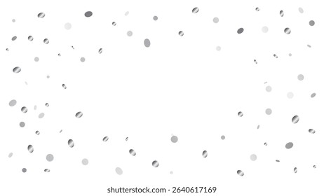 Silver Circular Confetti Falling on White Background for Festive Celebrations. Vector Illustration