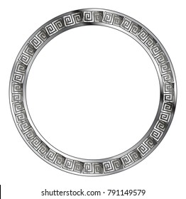 A silver circular pattern in a semi Celtic style