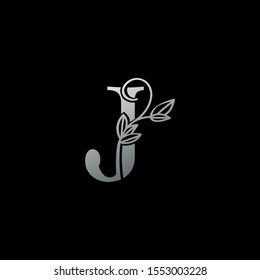 Silver classy Initial letter J  vintage Logo Icon. Monocrome vintage Logo Icon recomended for boutique,restaurant, wedding service, hotel or business identity.