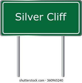 Silver Cliff , Colorado,  road sign green vector illustration, road table, USA city
