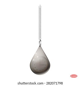 silver clock with chain isolated on white background. vector illustration