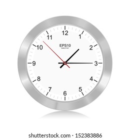 Silver clock on white background - Vector illustration
