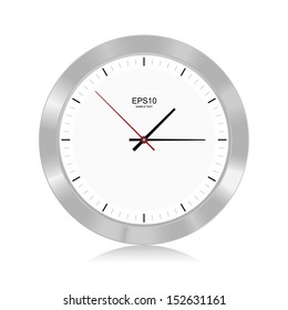 Silver clock on white background - Vector illustration