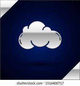 Silver Cloud icon isolated on dark blue background.  Vector Illustration