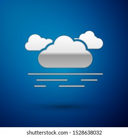 Silver Cloud icon isolated on blue background.  Vector Illustration