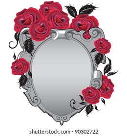 Silver Coat of arms with red roses