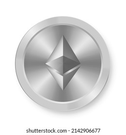 Silver coin of ethereum Concept of web internet cryptocurrency