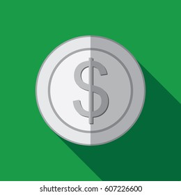Silver coin flat icon
