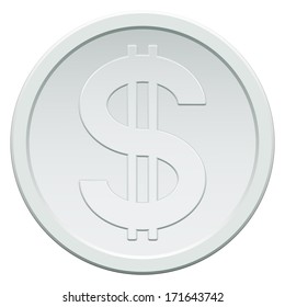 Silver coin icon with the dollar symbol