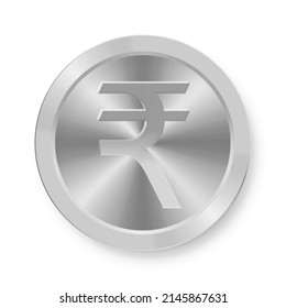 Silver coin of Indian rupee Concept of internet currency