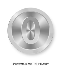 Silver coin with number zero Concept of internet icon