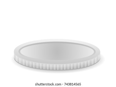 Silver coin on a white background.