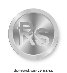 Silver coin of rupee Concept of internet web currency
