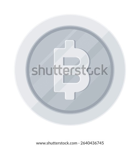 Silver coin with Thai baht sign (฿). Economy, finance, investment, profit, money, THB currency concept. Flat vector illustration isolated on white background