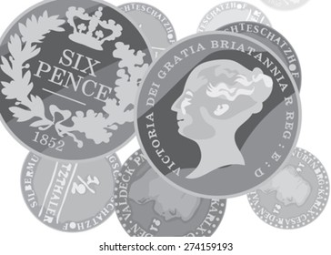 Silver coin. Vector