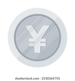 Silver coin with Yen sign. Economy, finance, investment, profit, money, Japanese currency concept. Flat vector illustration isolated on white background