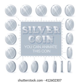 Silver coins for animation, games or app interface.