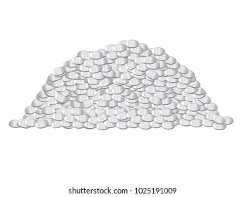 Silver Coins - Cartoon Vector Image