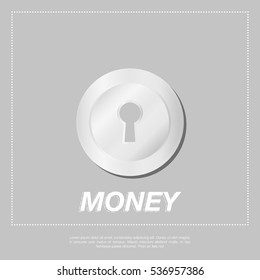 Silver coins on orange background. Flat vector illustration EPS10