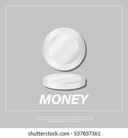 Silver coins on orange background. Flat vector illustration EPS10