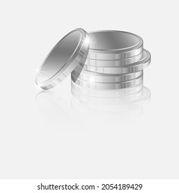 silver coins coins stack of cash piles isolated on white background Vector Illustration Eps10