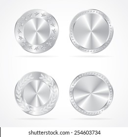 Silver coins vector set.