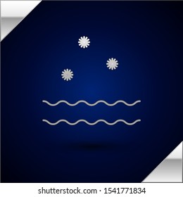 Silver Cold and waves icon isolated on dark blue background.  Vector Illustration
