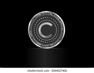 Silver Color Coin Vector With Editable Letters