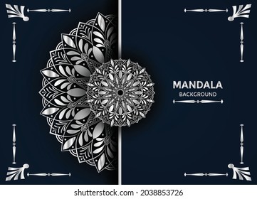 Color de plata fondo Mandala creativo Premium Vector