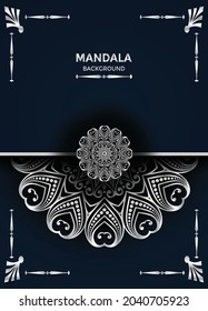 Color de plata fondo Mandala creativo Premium Vector