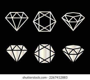 Color plateado Iluminación vectorial del icono del diamante