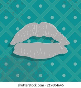 Silver color of the lips in a retro style