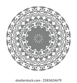 Silver color mandala ethnic decorative ornamental vector design. 