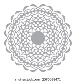 Silver color mandala intricate art work vector design. 