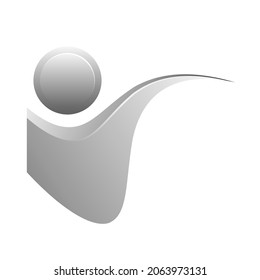 silver color people icon isolated on white background