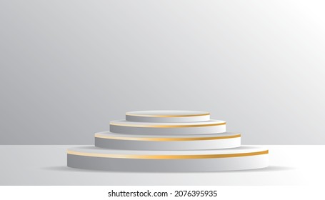 Silver color Podium 3d illustration template with gold  Asian elements on green color background, for online content in Christmas holiday, illustration Vector EPS 10