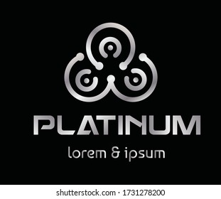 Silver colored consulting theme or togetherness theme based company logo with dummy text and tagline on black background. Abstract colorful icon based ready vector for any company logo.